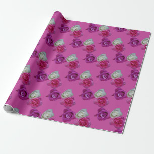Cadeau Papier Motif Rose à trois couleurs