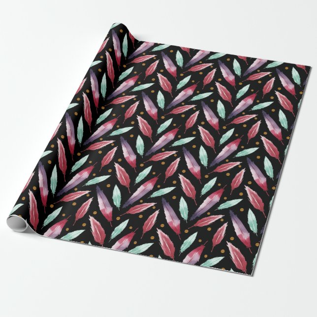 Cadeau Papier Motif transparent avec aquarelle (Déroulé)