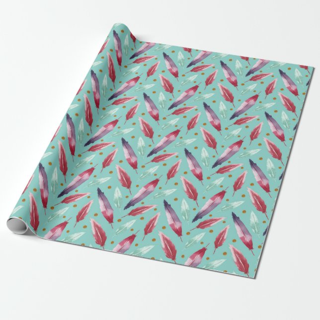 Cadeau Papier Motif transparent avec aquarelle (Déroulé)