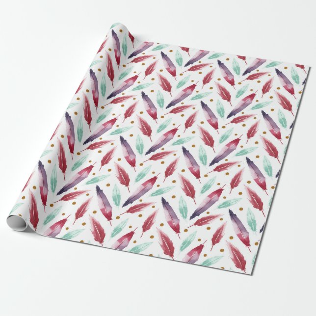Cadeau Papier Motif transparent avec aquarelle (Déroulé)