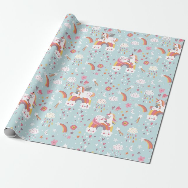 Cadeau Papier Motif Unicorn (Déroulé)