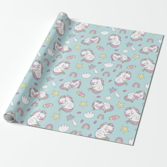 Cadeau Papier Motif Unicorn (Déroulé)