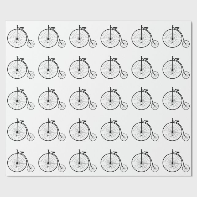Cadeau Papier Motif vintage à bicyclette (Couture)
