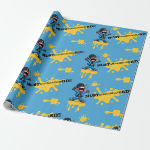 Cadeau Papier moustaaaard bleu enveloppant pour toutes le