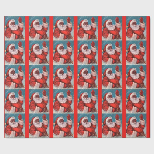 Cadeau Papier noir du Père Noël enveloppant afro-américai (Couture)