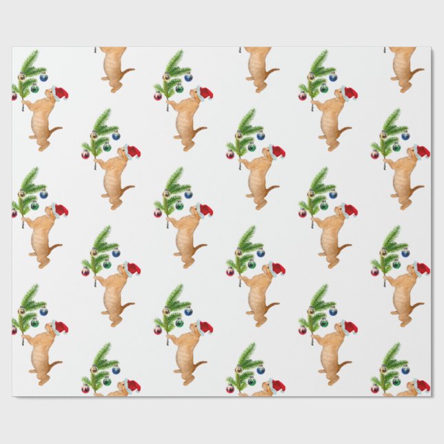 Cadeau Papier orange de Noël de chaton (Plat)
