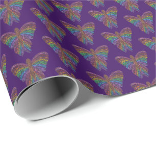 Cadeau Papier Papillon Arc-en-ciel (violet) - Papier Cade