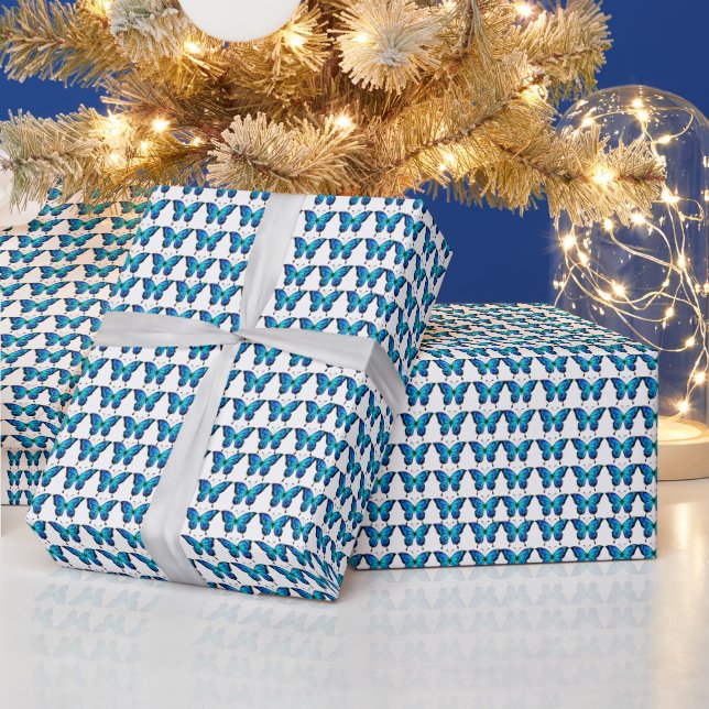 Cadeau Papier papillon bleu et noir moderne  (Vacances)