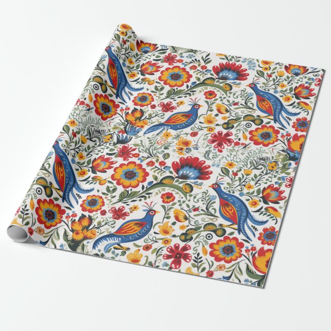 Cadeau Papier peint à la main d'art populaire polonais (Déroulé)