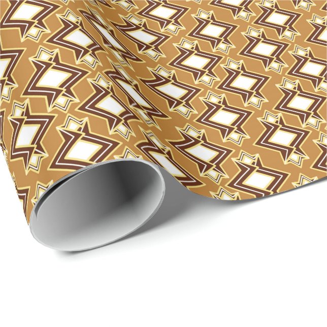 Cadeau Papier peint Art Déco, brun et beige (Coin rond)