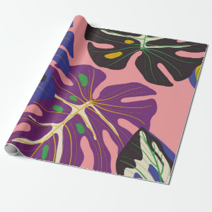 Cadeau Papier peint art déco de luxe à motif de feuilles.