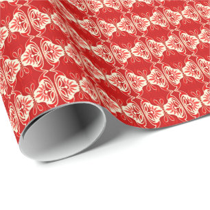 Cadeau Papier peint Art Déco motif - rouge et blanc