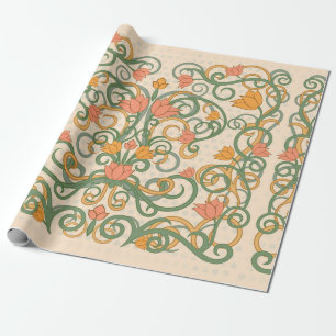 Cadeau Papier peint floral de style Art nouveau, Vintage 