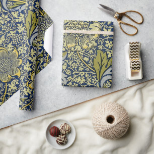 Cadeau Papier Peint Floral William Morris Kennet Bleu Or