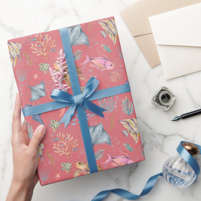 Cadeau Papier Peint Océan Vie Aquarelle Melon Texturé (Cadeaux)