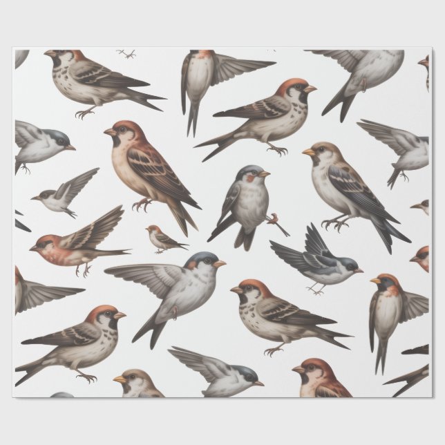 CADEAU PAPIER PEINT OISEAU  (Plat)