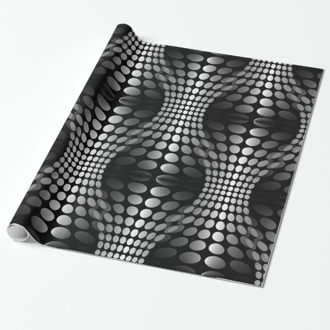 Cadeau Papier peint Vagues pointillé noir et blanc (Déroulé)