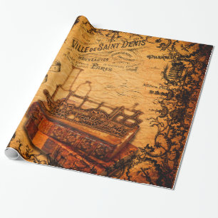 Cadeau Papier peint vintage de train de Steampunk