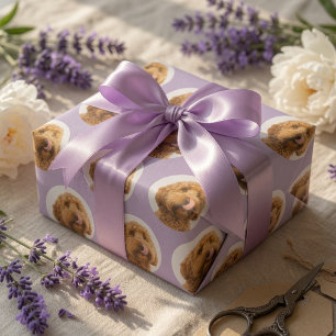 Cadeau Papier personnalisé visage de l'animal en lavande