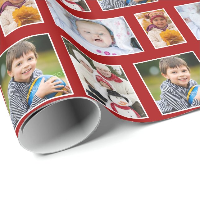 Cadeau Papier photo Red Holiday Wrapper (Coin rond)