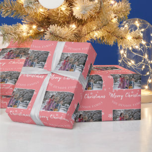 Cadeau Papier photo rose Joyeux Noël Script 