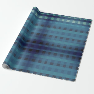 Cadeau Papier Plaid Bleu Profond, En vichy Motif Envelopp