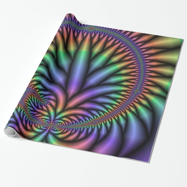 Cadeau Papier Plante arc-en-ciel psychédélique (Déroulé)