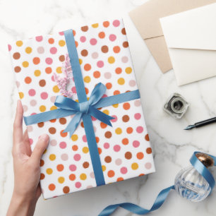 Cadeau Papier Pois orange rose