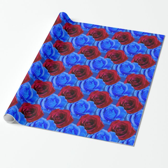 Cadeau Papier Rose bleu Papier Rose romantique (Déroulé)
