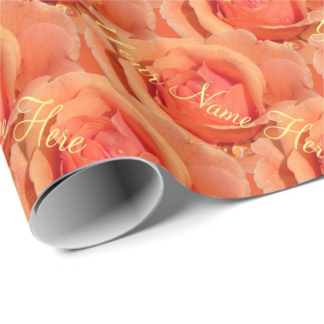 Cadeau Papier Rose orange Papier Rose romantique (Coin rond)