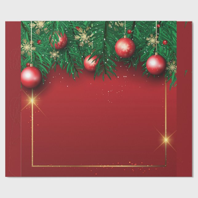 Cadeau Papier rouge à enveloppement de Noël (Plat)