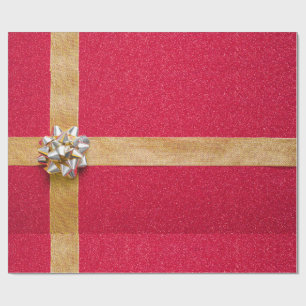Cadeau Papier rouge à enveloppement or