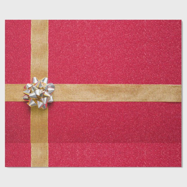 Cadeau Papier rouge à enveloppement or (Plat)