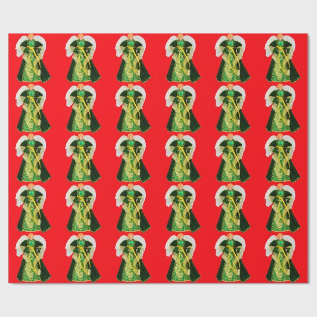 Cadeau Papier rouge Angel vert (Plat)