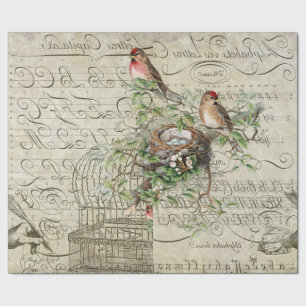 Cadeau Papier rouge de Decoupage 60lb d'oiseau