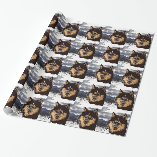 Cadeau Papier Sibérien Husky (Déroulé)