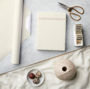 Cadeau Papier Treillis Diamant Jaune - Blanc