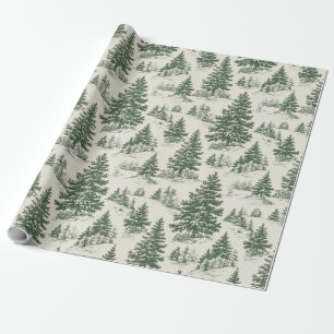 Cadeau Papier vert de Noël Toile de Noël
