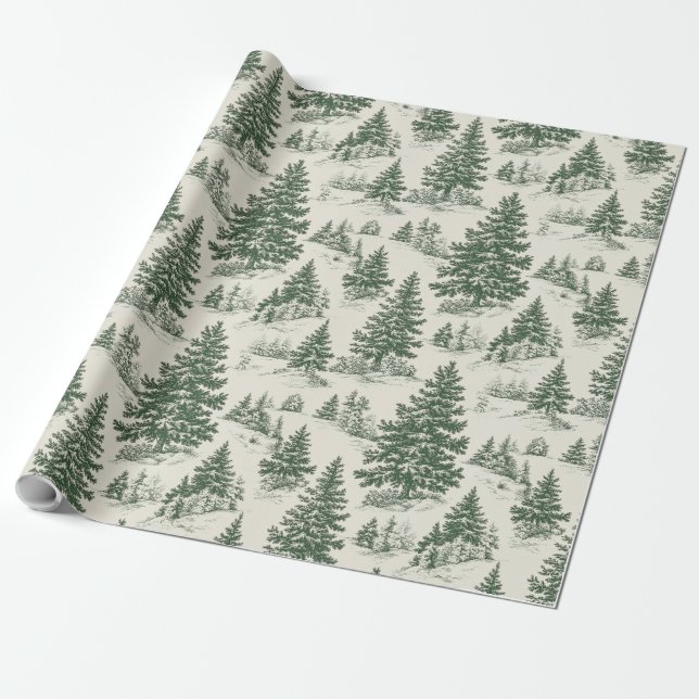Cadeau Papier vert de Noël Toile de Noël (Déroulé)