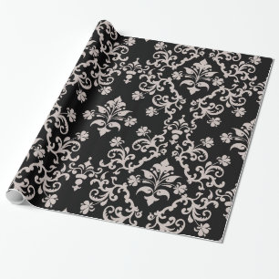 Cadeau Papier vintage à enveloppement rose et noir