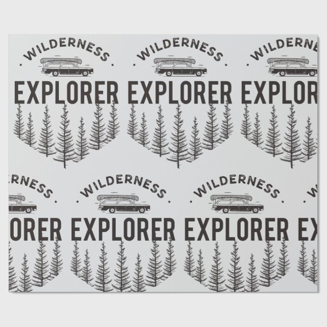 Cadeau Papier Wagon Explorateur de la Nature Canoë Arbres (Plat)