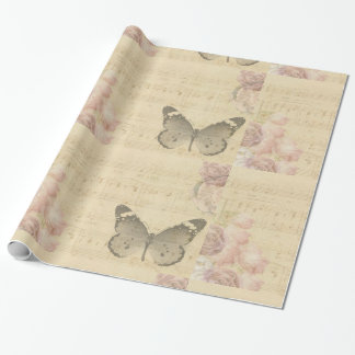 Cadeau Papillon et papier d'emballage de notes de musique