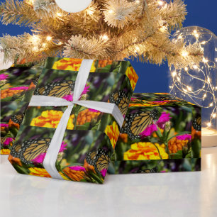 Cadeau Papillon Monarque sur papier d'emballage marigold 