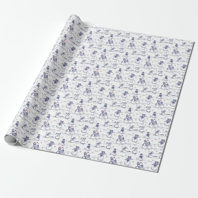 Cadeau Parade des neiges toile Papier à envelopper | bleu (Déroulé)