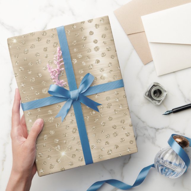 Cadeau Parties scintillant d'or Polka Pot papier d'emball (Cadeaux)