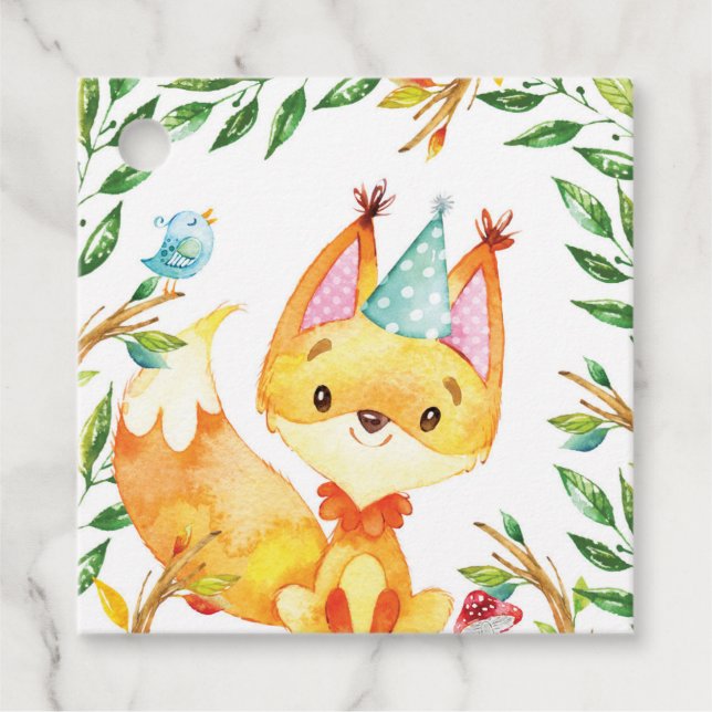Cadeau Party Animal fox merci pour les étiquettes (Devant)