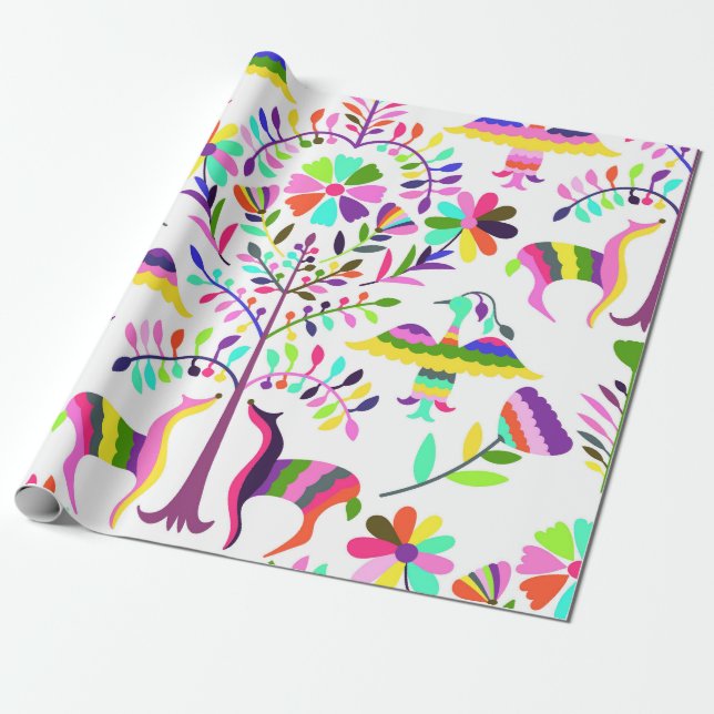 Cadeau Pastel Brights Otomi Papier d'emballage d'impressi (Déroulé)