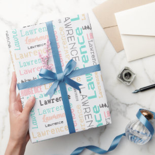 Cadeau Pastel moderne rose et Turquoise nom papier envelo