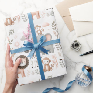 Cadeau Pastel Safari Papier d'enveloppement pour enfants