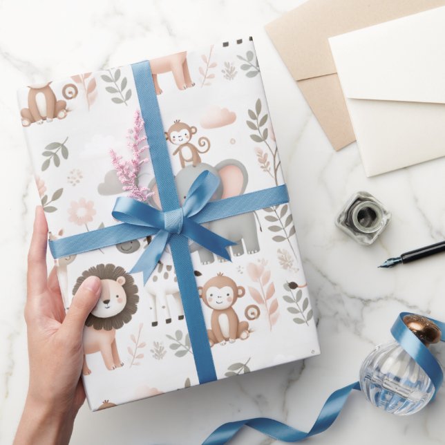 Cadeau Pastel Safari Papier d'enveloppement pour enfants (Cadeaux)